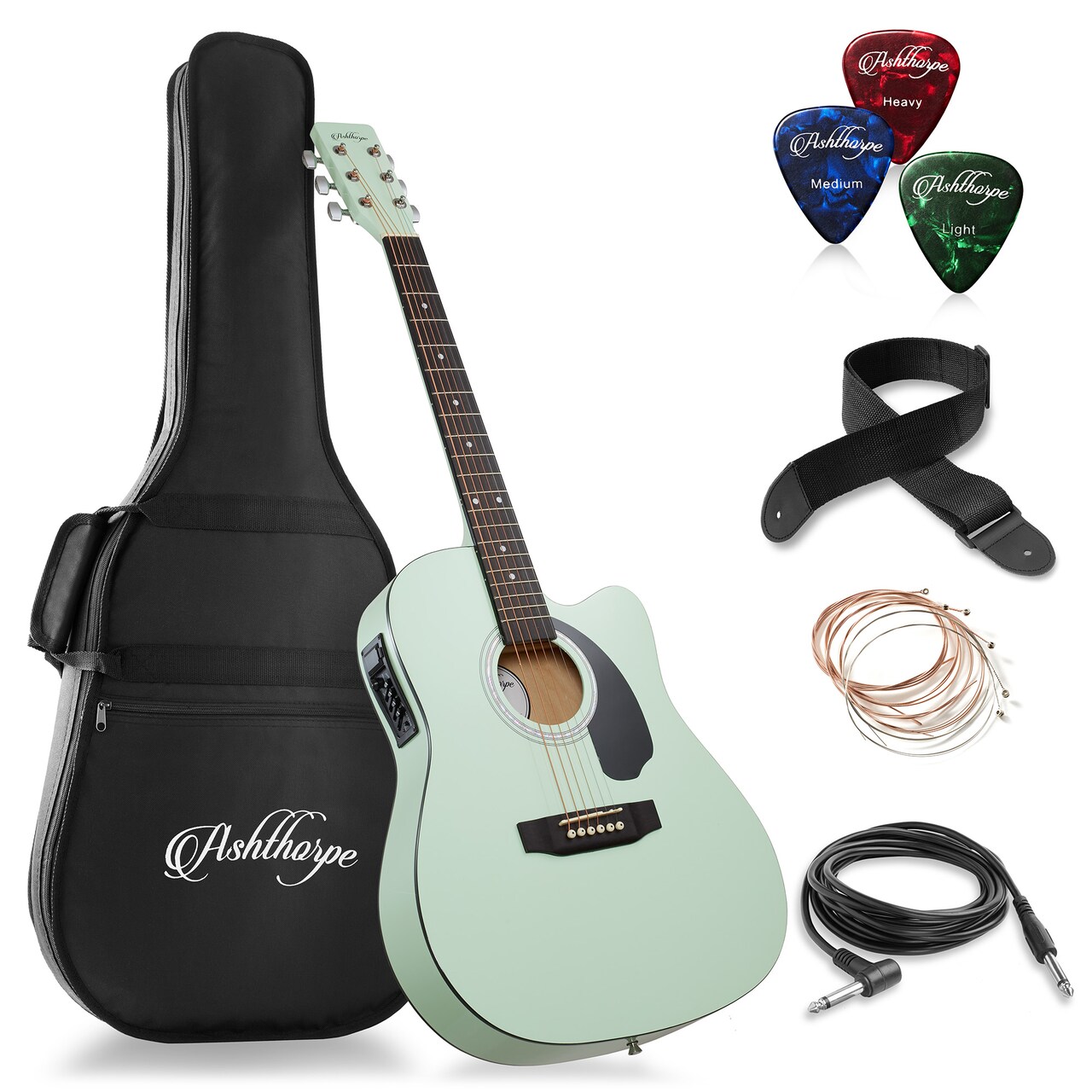 Ashthorpe Full-Size Cutaway Thinline Acoustic-Electric Guitar Package - Premium Tonewoods